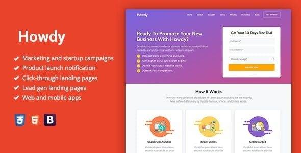 Howdy v1.1.3 – Multipurpose High-Converting Landing Page WordPress Theme