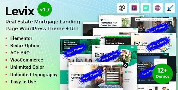 Levix v1.7 (Updated) Real Estate Mortgage WordPress Theme Download