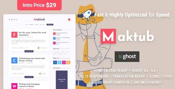 Maktub v2.0.0 Minimal & Lightweight Blog for WordPress (Updated)