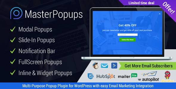 Master Popups v.3.8.7 – WordPress Popup Plugin for Email Subscription (Updated)