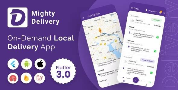 Mighty Delivery v13.0 – On Demand Local Delivery System Flutter App | Courier Company | Courier App