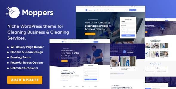 Moppers v2.1.5 – Cleaning Company and Services WordPress Theme Download