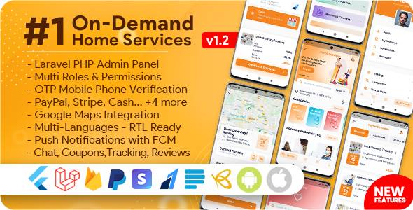 On-Demand Home Services, Business Listing, Handyman Booking with Admin Panel v2.2.2 (Updated)