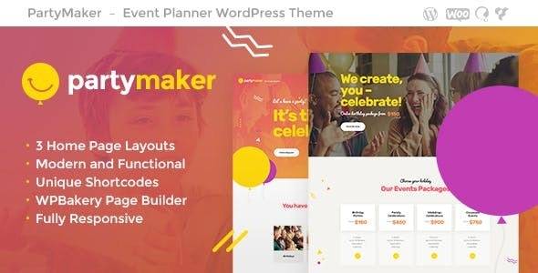 PartyMaker v.1.1.9 Event Planner & Wedding Agency WordPress Theme