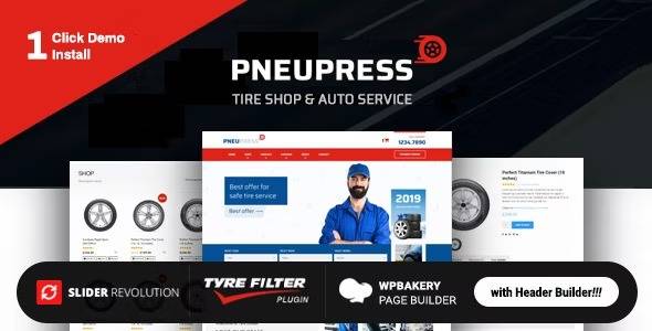 PneuPress Tire Shop and Car Repair WordPress Theme 2.6.0 Download