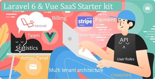 SaaSWeb, Laravel 6 – vue SaaS Starter kit v.2.3 Laravel Download