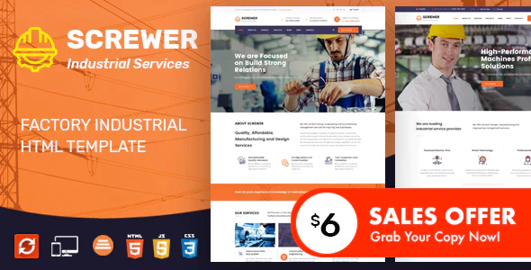 Screwer – Factory & Industrial Business HTML Template Download