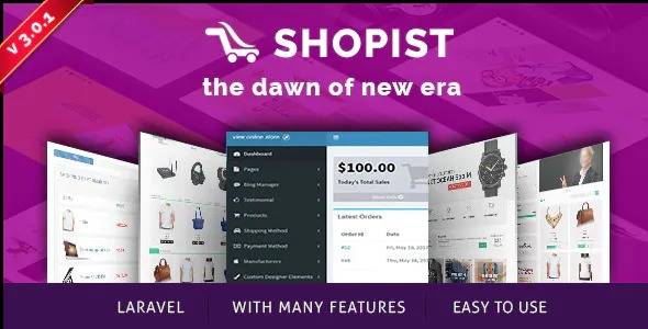 Shopist – v.3.0.0 Laravel Multivendor eCommerce CMS and Designer Php Script Download