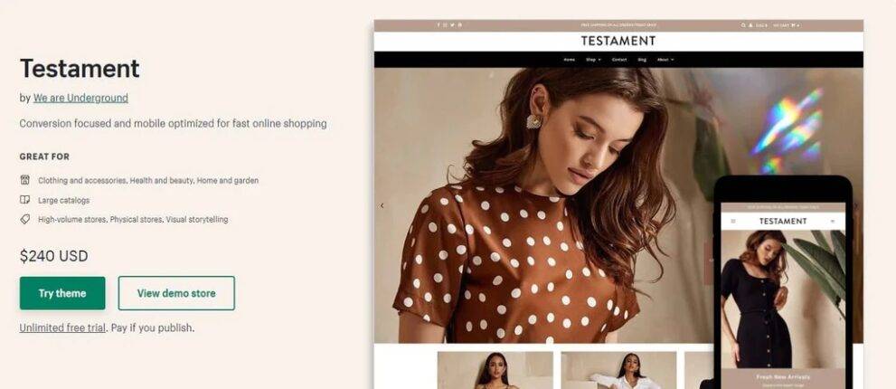 Testament Shopify Theme v8.9.0 Download