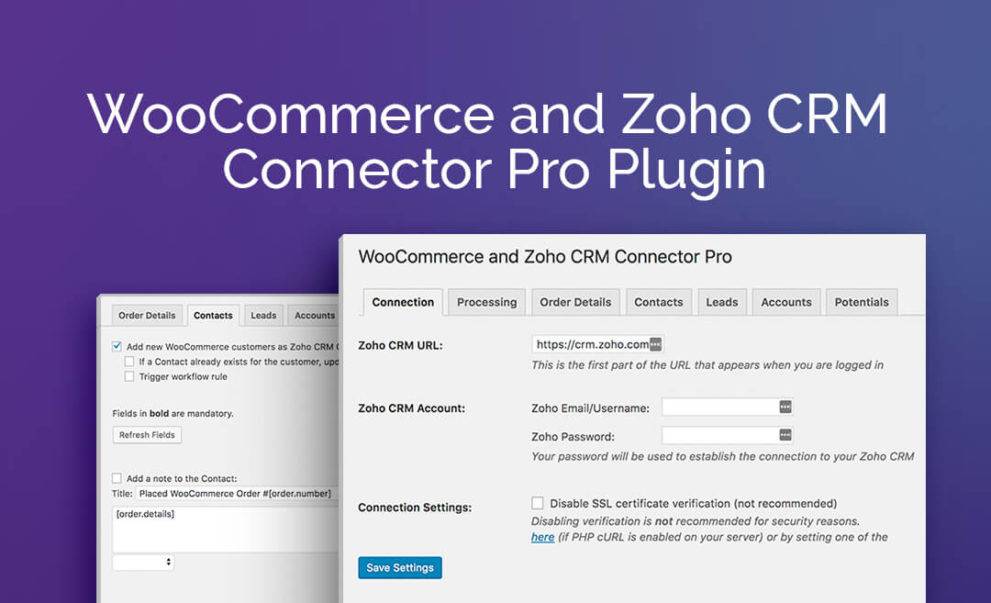 Woocommerce And Zoho CRM Connector PRO