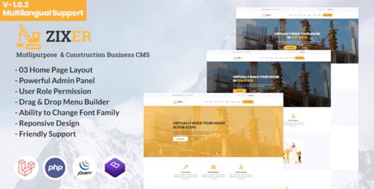 Zixer v2.0.0 – Multipurpose Website & Construction Business Company CMS Download