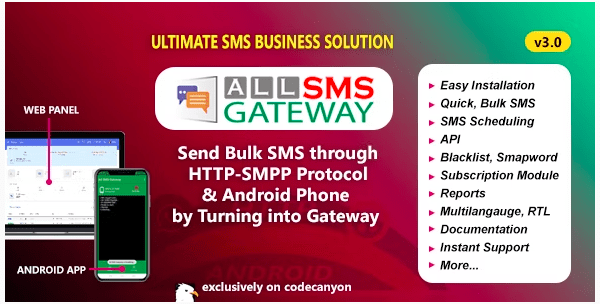 All SMS Gateway - Send Bulk SMS through HTTP-SMPP Protocol & Android Phone by Turning into Gateway