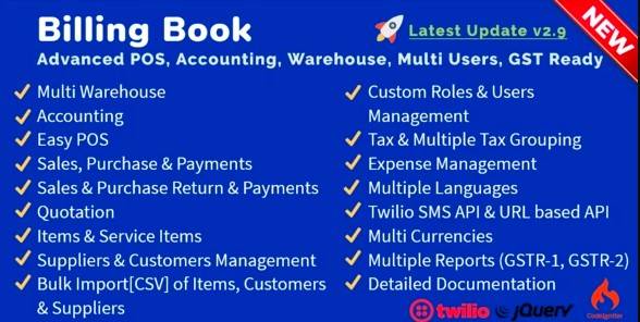 Billing Book v2.9.1 – Advanced POS, Inventory, Accounting, Warehouse, Multi Users, GST Ready (Updated)