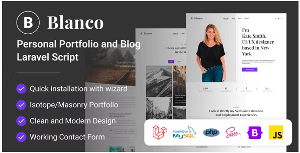 Blanco Personal Portfolio and Blog Laravel Script