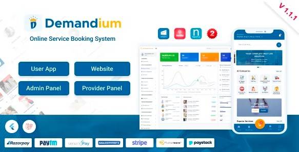 Demandium v2.2 – Multi Provider On Demand, Handyman, Home service App with admin panel (Updated)