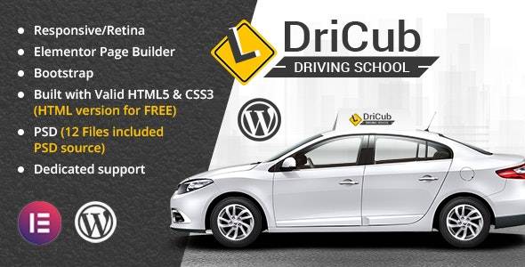 DriCub Driving School WordPress Theme v2.9 + Core Plugins + Demo Importer (Updated)