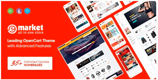 eMarket v1.3.5 – Multipurpose MarketPlace OpenCart 3 Theme (35+ Homepages & Mobile Layouts Included)