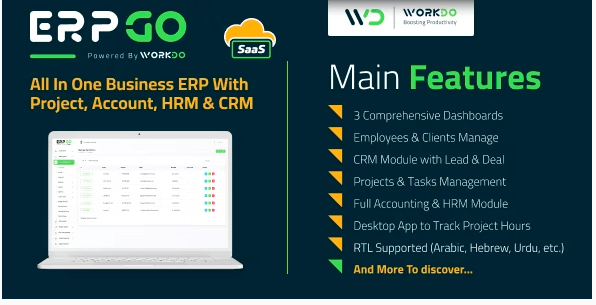 ERPGo SaaS v5.9 – All In One Business ERP With Project, Account, HRM & CRM (Activated)