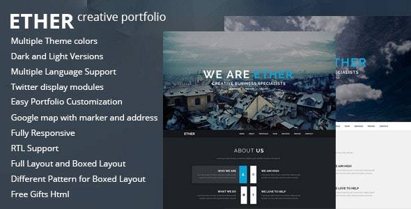 Ether One Page Joomla Template