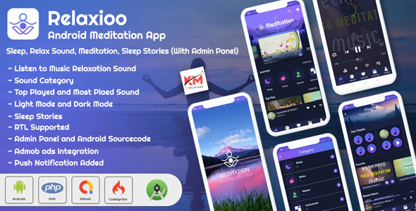 Relaxioo v1.0 – Android App Meditation & Relaxation Music with Admin Panel Php Script Download