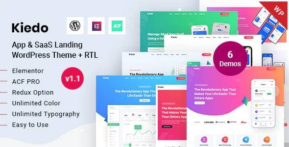 Kiedo v1.8 App & SaaS Landing WordPress Theme