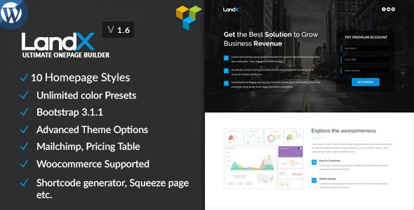 LandX v2.0.1 Multi-Purpose Landing WordPress Theme Download