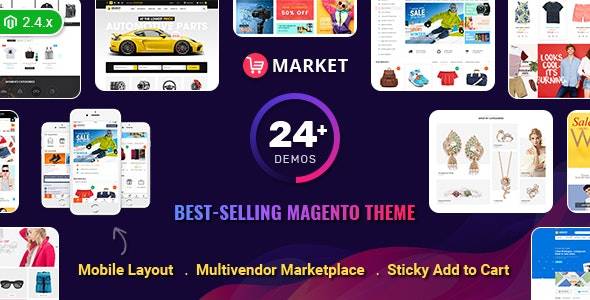 Market Multistore Responsive Magento Theme with Mobile-Specific Layout