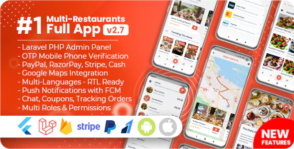 Food Delivery Flutter + PHP Laravel Admin Panel v2.7.0 Download