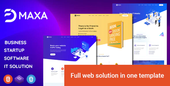 Maxa – Multipurpose Landing Page HTML Template Download