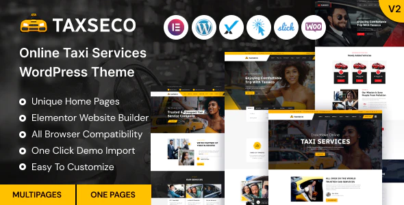 Taxseco v2.2.2 Online Taxi Service WordPress Theme Download