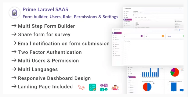 Prime Laravel Saas 1.0.6 – Form builder, Users, Role, Permissions & Settings