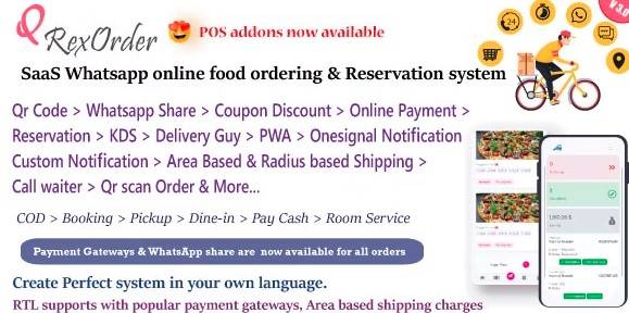 QrexOrder v3.1.9 – SaaS Restaurants / QR Menu / WhatsApp Online ordering / Reservation system (Updated)