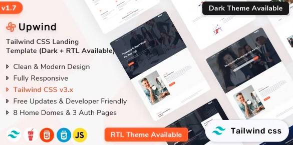 Upwind v1.6.0 – Tailwind CSS Landing Page Template