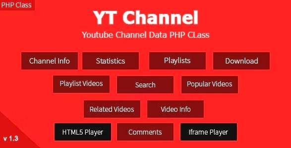 YT Channel v1.3.5 – YouTube Channel And Video Details API V3 PHP Class