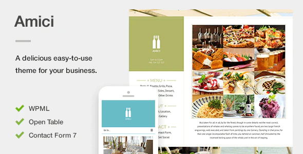 Amici v.1.1.3 Restaurant or Cafe Theme for WordPress Download