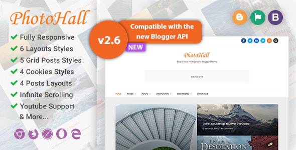 PhotoHall – v2.5 Responsive Photography Blogger WordPress Theme Download