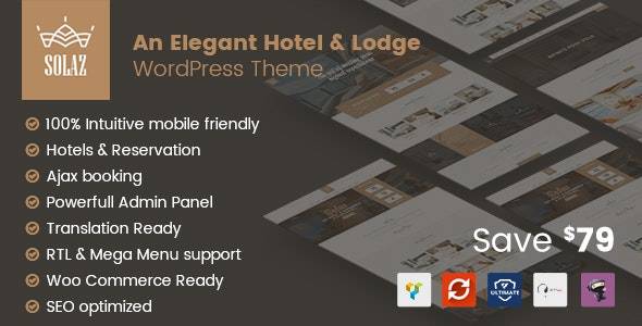 Solaz v1.2.5 – Elegant Hotel & Lodge WordPress Theme Download