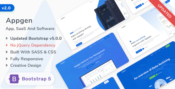 Appgen v2.0.0 – App Saas & Software Landing Page Template Download