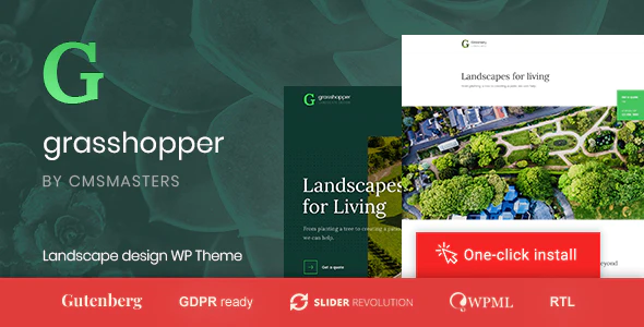 Grasshopper v1.1.3 Landscape Design and Gardening Services WordPress Theme Download