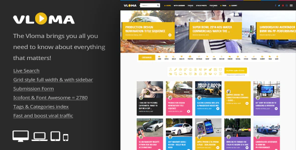 Vloma Grid v.3.3 Blog Magazine Video WordPress Theme Download