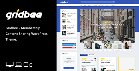 Gridbee v1.7 – Content Sharing WordPress Theme Download