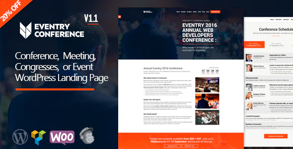 Eventry v1.2.7 Conference Meetup Landing Page WordPress Theme Download