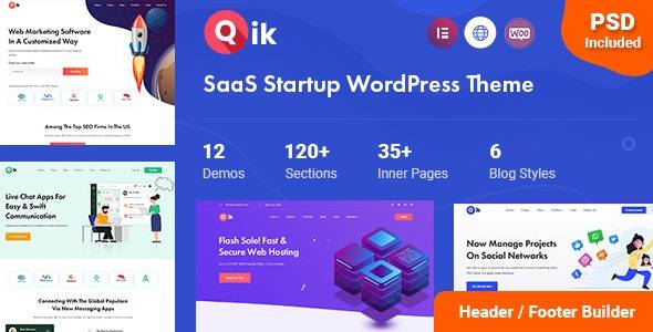 Qik – v.1.0.3 SaaS Startup WordPress Theme Download