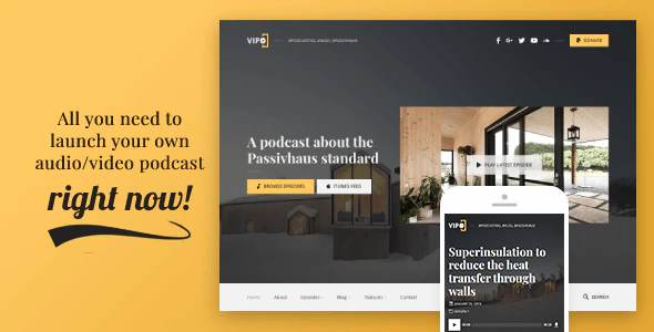 Vipo v.1.1.5 Audio Video Podcast & Vlog WordPress Theme Download