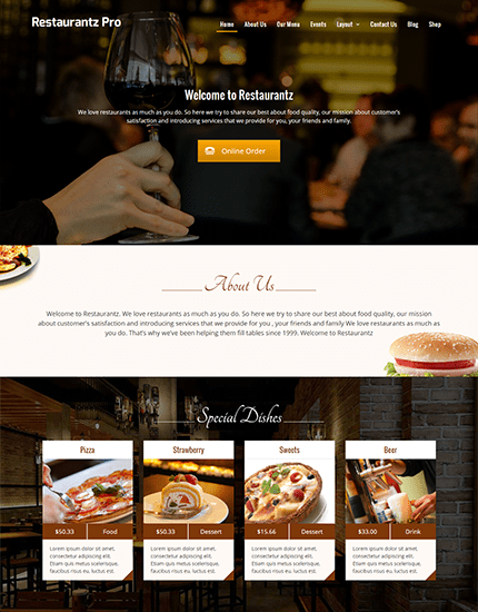 Restaurantz Pro WordPress Theme v2.8 Download