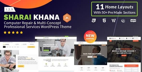 Sharai Khana Nulled Computer Repair Multi Concept Professional Services WordPress Theme Free Download