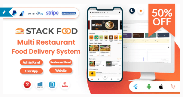 StackFood Multi Restaurant nulled Food Delivery App with Laravel Admin and Restaurant Panel