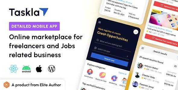 Tasklay v1.3 – Freelancer Marketplace React Native APP