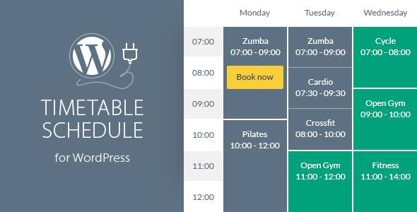 timetable responsive schedule for wordpress