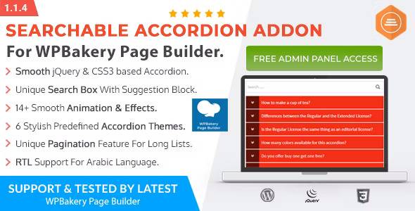 Ultimate Searchable Accordion v1.1.6 – WPBakery Page Builder Addon